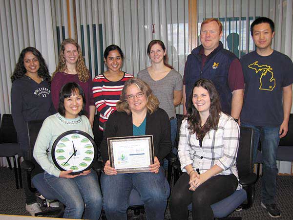 Dawid lab group with sustainable lab certificate