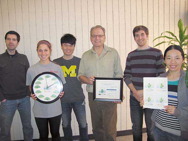 Yavarasky lab group with sustainable lab certificate
